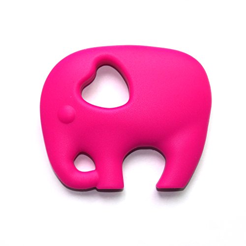 Lily Bear Detachable Elephant Pendant Silicone Baby Teething Necklace or Teething Ring (Pink)