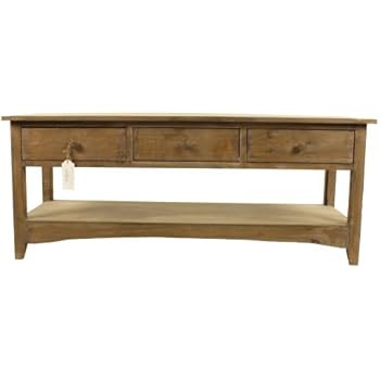 Meuble Console Bois 3 Tiroirs 110x38x45cm Marron Decorations D