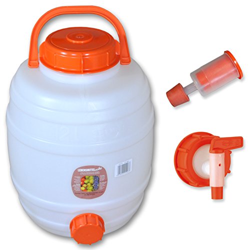 Speidel Gärfass Mostfass Getränkefass Weinfass ***alle Größen von 12 - 500 Liter erhältlich - mit oder ohne Zubehör*** Made in Germany - (12 L rund (22130), mit Gärspund und Hahn NW10 (137+138))