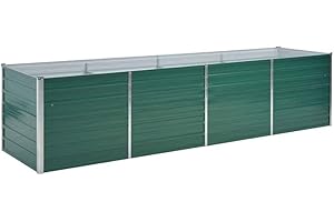vidaXL Arriate de Jardín Acero Galvanizado 320x80x77cm Verde Florero Patio