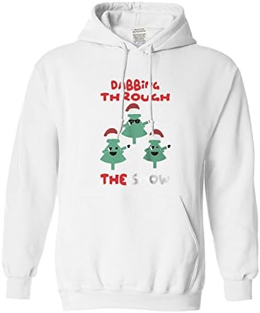 Dabbing Through The Snow Funny Christmas DAB Gildan - Pullover Sweatshirt Men's Hoodie(Medium,White)