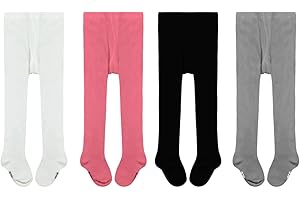 GENTABY Mädchen Strumpfhosen Kleinkind Baby Strumpfhosen - 4 Paar Baumwolle Säuglings Mädchen Strumpfhosen Neugeborene Kinder Strumpfhosen Schwarz Weiß Rosa Grau 18 Monate 24 Monate