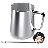 Milk Jug with Wide Use - This pitcher is highly multi-functional and can be used for creating latte art and serving milk, cream, water, juices, batter mixes, smoothies, and more!