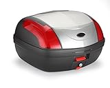 Universal baúl de moto scooter maleta xxl 46 l motocicleta para 2 cascos incluye 2 llaves del cierre, portacascos color plata-negro.