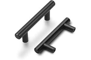 Lot de 15 goldenwarm Poignées Noires Meuble Poignées Noires Cuisine -LS201BK64 Poignées Tiroir Noires Solide avec Finition Mate en Acier Inoxydable Entraxe 64mm