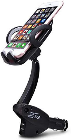 TopAcceUK 1Pack Dural USB Charger Car Mount, Universal Smartphones Holder GPS Cradle for iphone 7 7 Plus SE 6s 6 Plus 6 5s 5 4s 4 Samsung Galaxy S6 S5 S4 LG Nexus Sony Nokia Android and more.(Black)