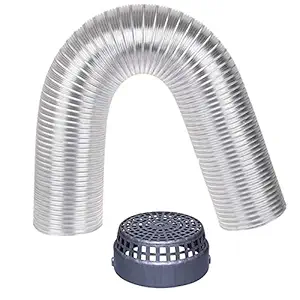 AMPEREUS 6 Inch Chimney Exhaust Pipe with Cowl Cover (Silver, Upto 10 Feet)