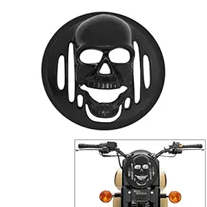 Speedwav Bike Headlight Mat Black Skull Cover-Royal Enfield Classic 350.