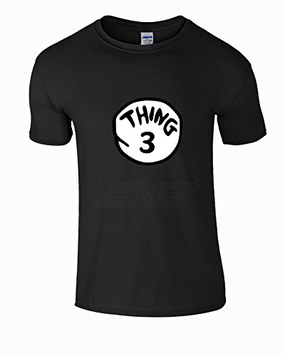 SnS Online Hommes Femmes Garçons filles de dames T-shirt unisexe T-Top Coton Thing 3 annonce T-shirt - Thing3 Noir (Black) - Jeunesse (S) Enfants 5-6 ans