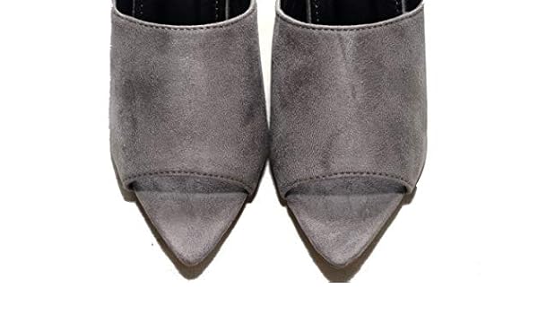 grey suede mules