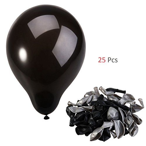 NUOLUX Luftballons,12 Zoll Schwarz Silber Latexballons für Hochzeit Geburtstag feiern,50 Stück - 4