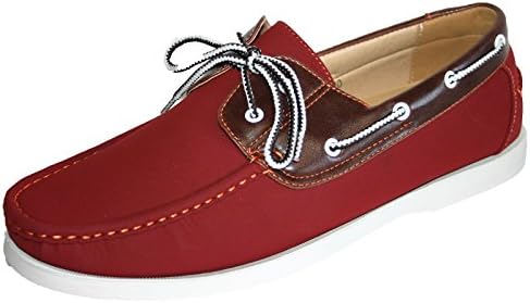 Men's Coolers Faux Nubuck Leather Loafer Lace Up Boat Deck Shoes Sizes 7 - 11 (10 UK, Red/White)