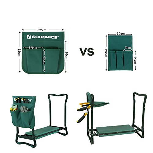 Songmics Kniebank 59 x 48 x 27 cm Gartenbank Hocker Sitzunterlage EVA-Schaumkissen Stahlrohr (Grün) GGK01G - 4