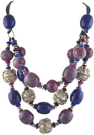 Ornamenta Fashion Handmade Beaded Statement Necklace with Glass Beads Boho For Girls and Women