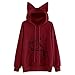 Produktbild Sweatshirts Damen Katze Aufdruck CLOOM I am a cat Schöne Baggy Kapuzenpullover Drucken Hoodie Niedlich Bluse Oversized Elegant College Freizeit Mädchen Kuschelpullover (XL, cat zzz Red)