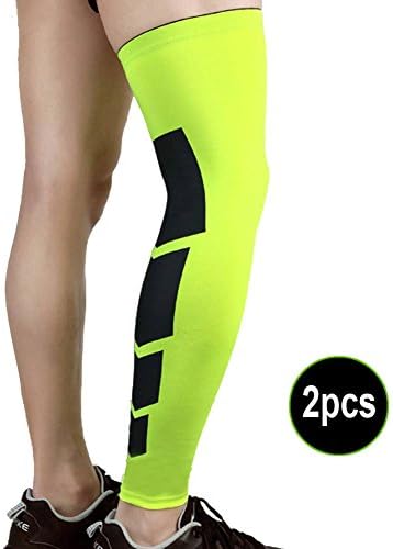WeterCos(TM) 2 Pcs Recovery Compression Leg Sleeve Sport Football Basketball Strech Knees Long Support Pads B2Cshop(M Green)