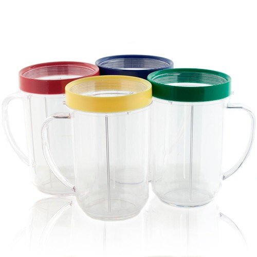 4 x Magic Bullet PART Mugs Cup (16 oz.) with Colored Lip Ring (Colorful) by niceelectroshop