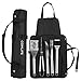 Produktbild COMLIFE Grilltasche-Set, Edelstahl Geschenkbesteck 5-teilig, Grillzange Fleischgabel Wender Kochmesser Grillreinigungsbürste Outdoor mit 2-in-1 Aufbewahrungsbeutel für Grillen im Garten Freien usw.