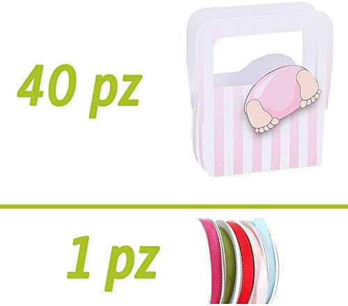 Splitting DIY Wedding Favours Kit | Birth or Christening Girl | Box Bag Baby pink Azrael | Pack of 40 | 50 MT of Free Tape