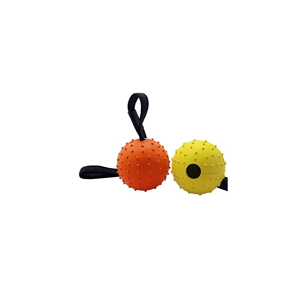 Vivifying Dog Ball on a Rope, 2 Pack Natural Interactive Rubber Ball