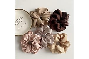 Trendy club 5 Pieces Satin Silk Scrunchies for hair, Big Hair Scrunchies Satin Hair Ties Ponytail Holder