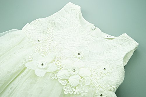 CIELARKO Baby Mädchen Kleid Kleinkind Blumen Spitze Taufkleid Festlich Hochzeits Kleidung - 4