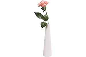 Bamboopack Jarrón de cerámica blanca alto cónico pequeño florero de un solo tallo jarrón decorativo para el hogar, centro de mesa para flores y oficina, decoración del hogar y boda