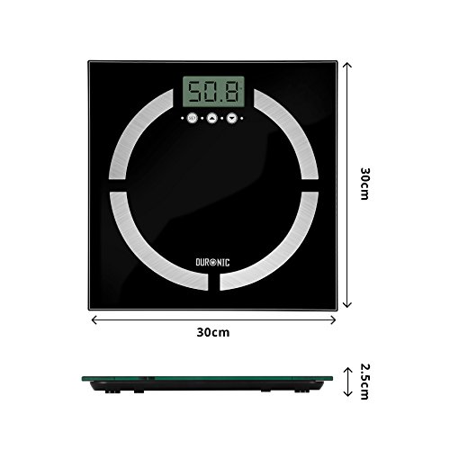 Duronic BS401 Digitalwaage mit Körperfett Analyse bis zu 180kg – dünner Glasboden, Badezimmer Maßstab, Touchbildschirm - 2