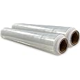 JeeJaan® 2 Rolls Clear Pallet Wrap 400mm x 250m 20mu | Tear Resistant Stretch Film | Water & Moisture Proof Pallet Stretch Shrink Wrap | Multi-Use Strong Pallet Stretch Wrap