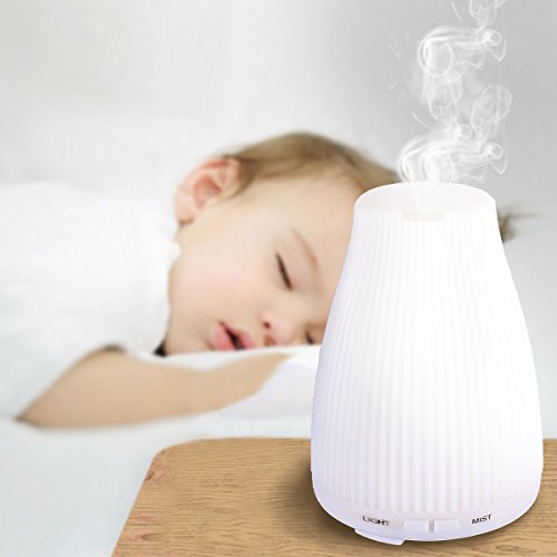 Ultraschall Aroma Diffuser Aromatherapie Diffusor Öl Diffusor-100mL Luftbefeuchter Leiser Betrieb Kalten Nebel Technologie Abschaltautomatik Raumbefeuchter mit 8 LED Farbwechsel Stimmungslicht Nachtlicht für Wohnzimmer, Kinderzimmer, Schlafzimmer, Baby- und Yogazimmer, SPA, Büro usw - 4