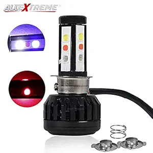 AllExtreme EX9Y4A1 4 Side LED Headlight Bulb with Cooling Fan and Canbus Head lamp Conversion Kit for Bike Car SUV and Motorcycles (40W, White Blue and Red)