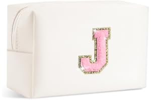 SEFORICO Small Makeup Bags for Women - Waterproof Leather Cosmetic Bag A-Z Personalized Bag Portable Travel Women's Purse