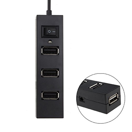 Ularma High speed 4-Port USB 2.0 Hub mit Power Switch für PC-Laptop-Computer (schwarz) - 2