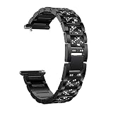 happy event Rostfreier Stahl Diamant Armband Ersatzband für Fitbit Versa (Schwarz)