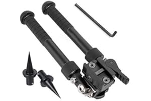 Hunting Explorer V8 Rifle Bipods Can Be Tilted 360 Degrees, M-LOK Bipod 6.5-9 Inch Picatinny Rail Folding Tripod Adjustable Rail Clamp