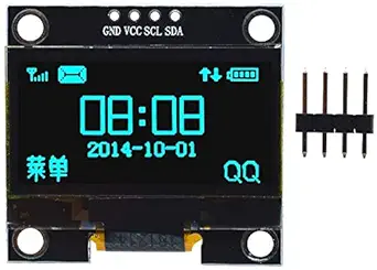 Robotly 0.96 Inch OLED Module 12864 128x64 Yellow Blue SSD1306 Driver I2C IIC Serial Self-Luminous Display Board Compatible with Arduino Raspberry PI (Blue Color without Header Solder)