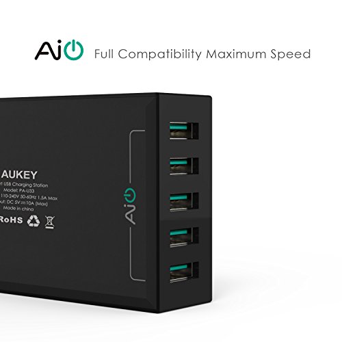 AUKEY USB Ladegerät 5 Ports USB Adapter AiPower 50W für iPhone, iPad, Nexus, HTC, Motorola, LG und weitere - 4