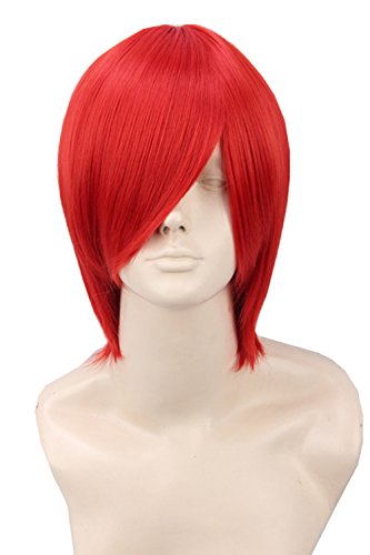 Topcosplay Unisex Universal Short Straight Cosplay Costumes Halloween Party Hair Full Wigs (Red)
