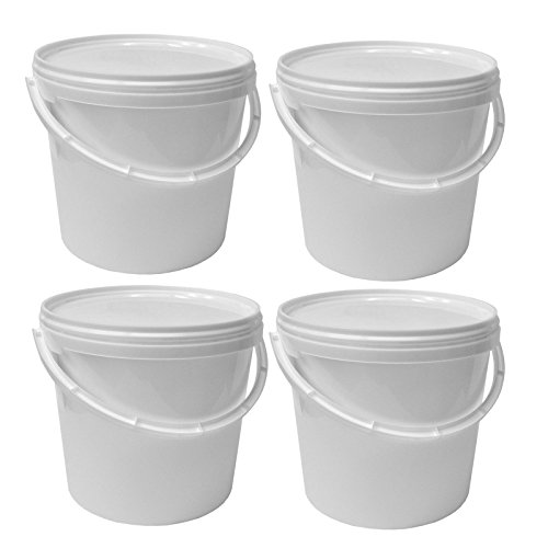 4 x 5 Liter Eimer mit Deckel, weiß