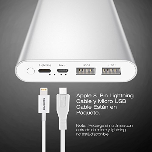 Poweradd Pliot 4GS Plus 20000mAh Cargador Pot til con Lightning y Micro Entrada 3 6A para iPhone iPad iPod Samsung m s Otros Tel fonos y Tabletas - Plateado Apple y Micro Cable Incluido Poweradd Pliot 4GS Plus 20000mAh Cargador Pot til con Lightning y Micro Entrada 3 6A para iPhone iPad iPod Samsung m s Otros Tel fonos y Tabletas - Plateado Apple y Micro Cable Incluido