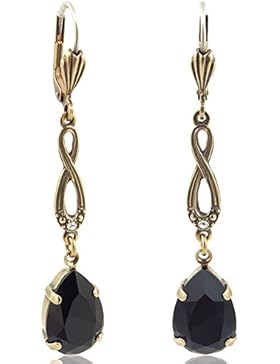 Jugendstil Ohrringe mit Kristallen von Swarovski® Damen - Gold Viele Farben - NOBEL SCHMUCK