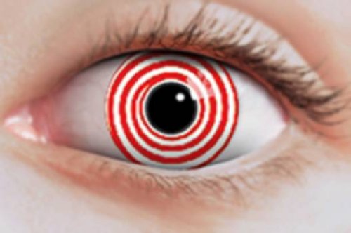 Preisvergleich Produktbild Originelle Kontaktlinsen rot-weiße Spirale