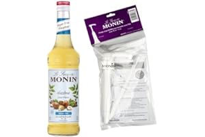MONIN - Noisette Sans Sucre + 1 Pompe à Sirop - Pour Café, Chocolat Chaud, Capuccino ou Latte - Arômes Naturels - Bouteille en Verre - 70 cl