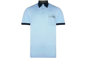 Gabicci Mens Classic Jersey Polo Shirt Contrasting Collar & Cuffs (G00X62), Sky - Medium