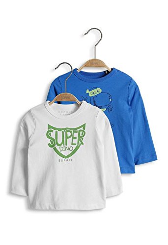 ESPRIT Baby-Boys DP Set of 2 T-Shirt, White/Bright Blue, 6-9 Months (Manufacturer Size:74)