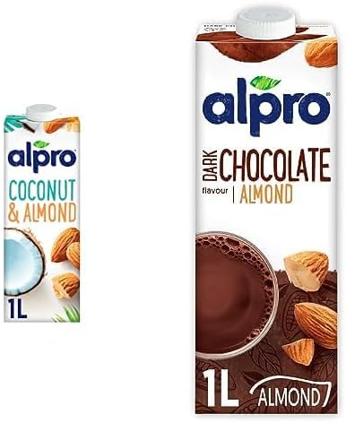 Alpro Hindistan Cevizi & Badem Bitki Bazlı İçecek 1 L ve Alpro Badem Bitter Çikolata İçeceği 1L