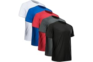 miijoory Mens Gym Shirts Quick Dry Performance Plain Workout Tops Short Sleeve Sports Running T Shirt Multipack