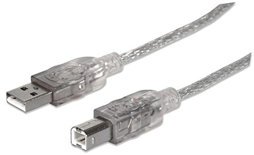 IC Intracom Manhattan USB 2.0 Kabel USB Anschlusskabel A / Stecker - B / Stecker 1.8 m silber transparent