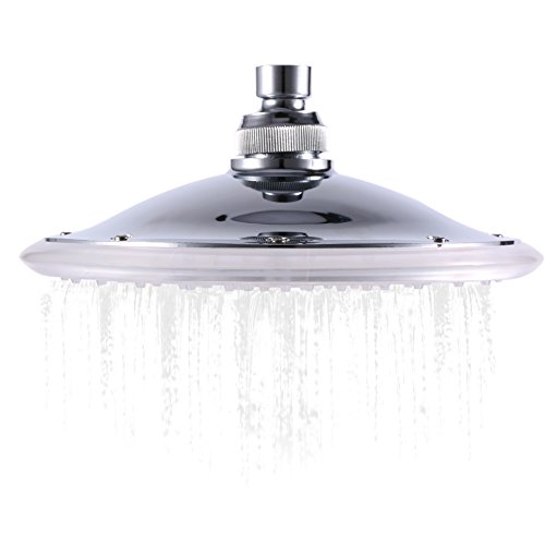 8 Zoll Runde Edelstahl Badzimmer RGB LED Lampe Duschkopf Temperaturfühler Regenduschkopf mit Farbwechsel Wasserfall Regendusche Top Spray - 2