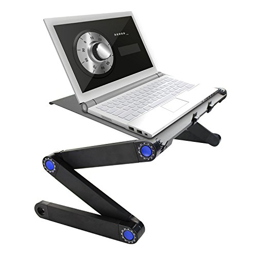 Rettungs-Laptop-Tisch / Schreibtisch / Stand-Portable Klapp-Tisch-Bett, Sofa, Teppich Tray Buch Stand-Extra Wide Tray Aluminium-Legierung mit Maus Stand (Schwarz)